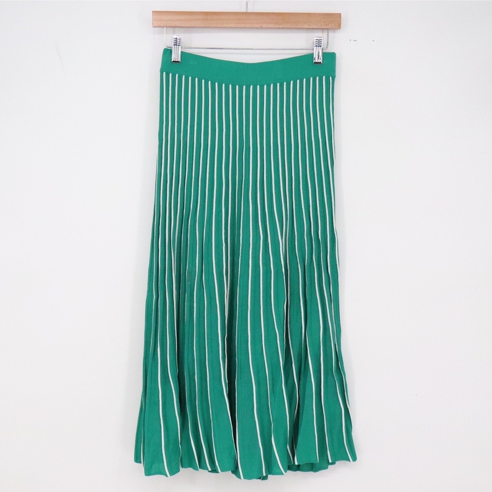 ASTR The Label Skirt Womens S Green White Striped Knit Midi Excellent